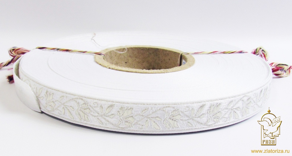 Галун ВАСИЛЕК, белый с серебром, шир. 2,2 см, РА