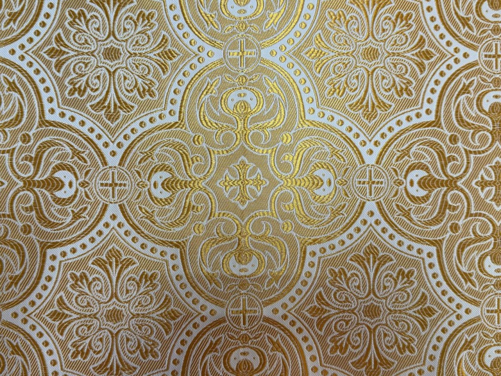 Шелк АНТИОХИЯ, белый с золотом, шир. 160 см