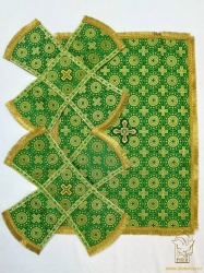 Покровцы шелк, зеленые с золотом