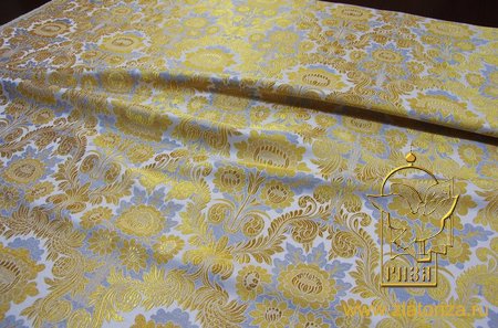 Парча ЛЕОНИЛ, белая с золотом + серебром, шир. 150 см,