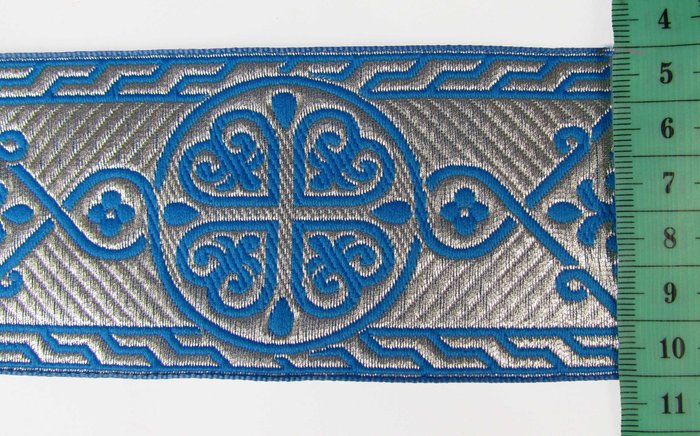 Галун ВИЗАНТИЯ, голубой с сереб, шир. 6 см, ФР