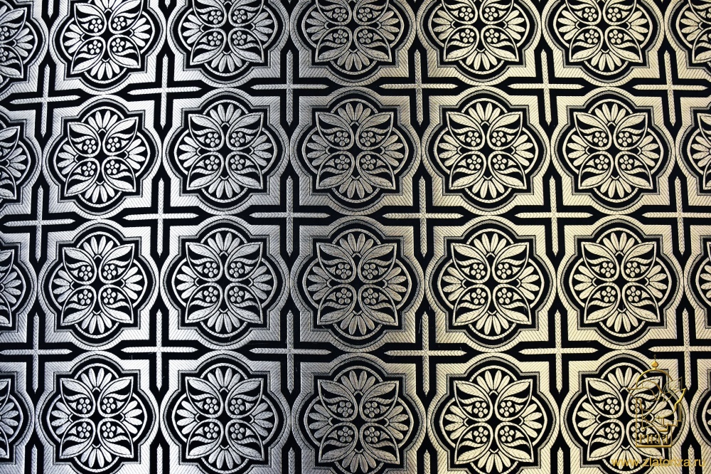 Парча ЦАРЬ-ГРАД, черная с серебром, шир. 150 см, Рахманово