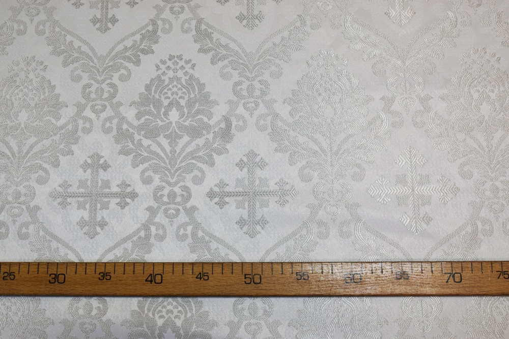 Парча МУЗА, белая с серебром, шир. 150 см, Рахманово