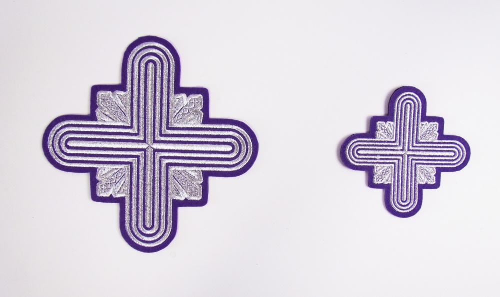 Набор крестов, иерейский, СОЛНЦЕ, фиолетовый с серебром, 14 шт