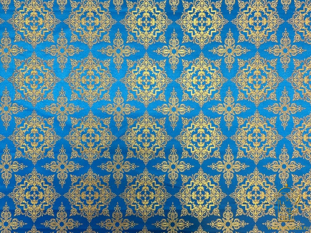 Парча САФРОН, голубая с золотом, шир. 150 см