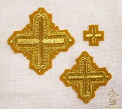 Набор крестов, требный, КВАДРАТ, горчица с золотом, 9 шт