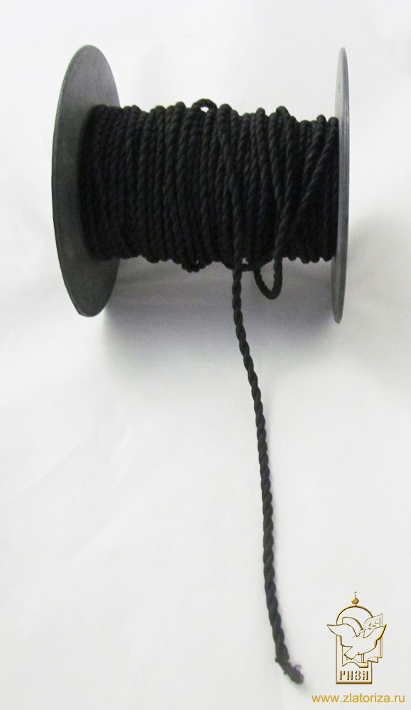 Шнур черный, витой, 2,5 мм, в упак 50 м