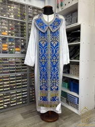 Епитрахиль + поручи, голубой с золотом, парча Епитрахиль + поручи, голубой с золотом, парча