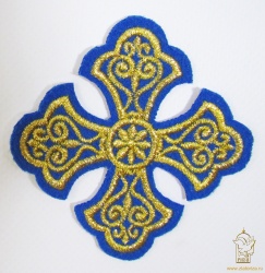 Крест 3 УЗОРНЫЙ синий золото,8-9 см