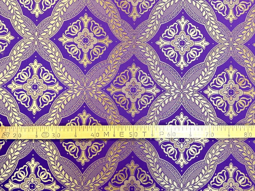 Шелк ХОЛКИДОН, фиолетовый с золотом 165 см