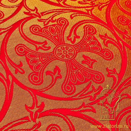 Парча итальянская ТЕРНОВЫЙ ВЕНЕЦ, красная, арт. 69188