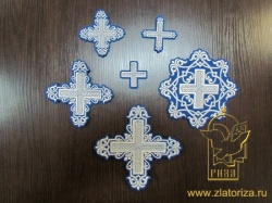 Набор крестов, иерейский, УЗОР синий с серебром, 14 шт, арт. 22455