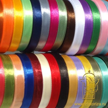 Лента атласная 1 см, цвет - микс