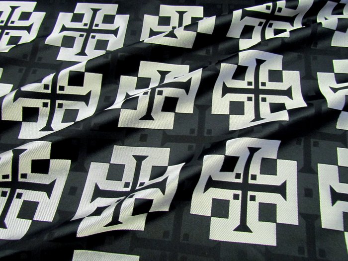 Шелк АРХАИК, черный с серебром, шир. 150 см, Рахманово