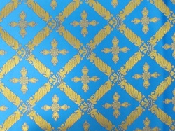 Парча ПОЛИСТАВРИЙ БОЛЬШОЙ, голубая с золотом, шир. 150 см, Рахманово